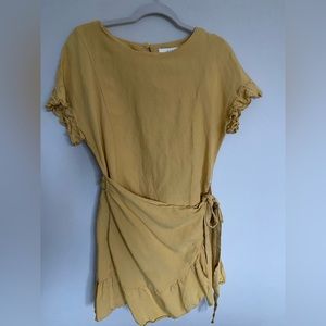 ASTR Mustard Wrap Dress - Small